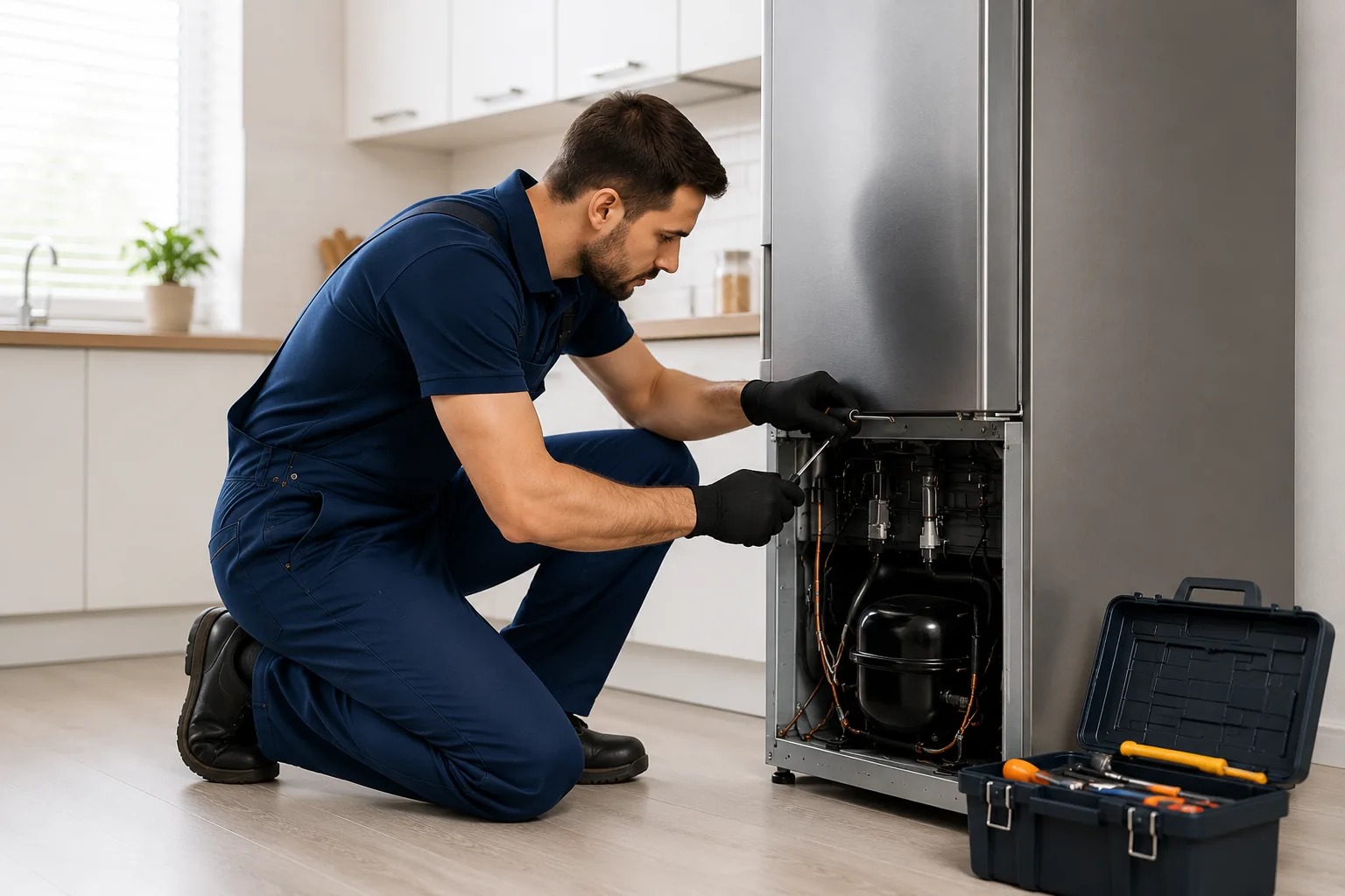 Licensed technician repairing a residential fridge in Parramatta